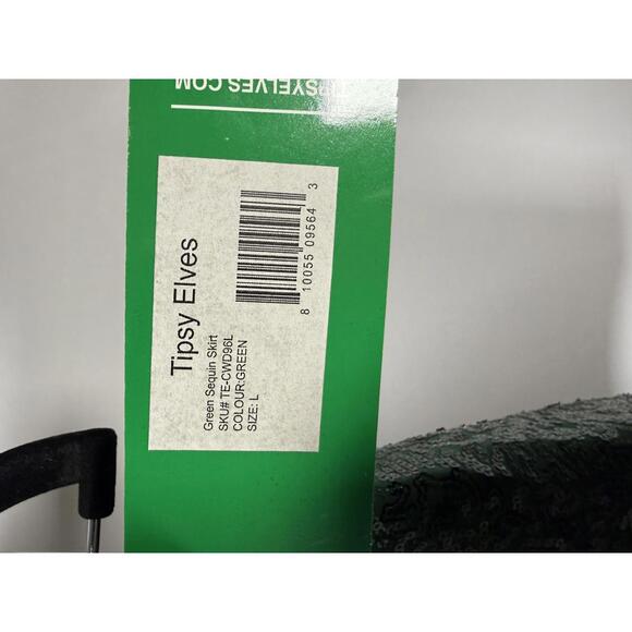 NWT Tipsy Elves Dark Green Sequin Skirt Size Large - Picture 6 of 6